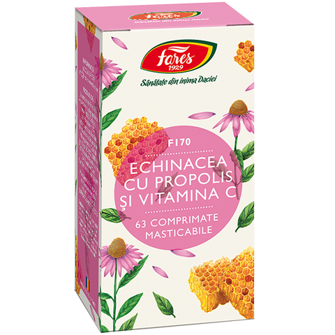 Echinacea cu propolis și vitamina C, F170, comprimate masticabile