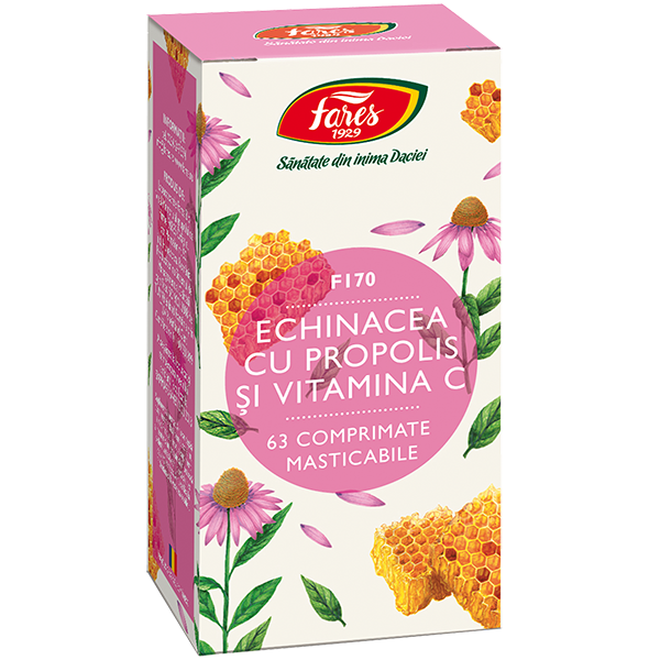 Echinacea cu propolis și vitamina C, F170, comprimate masticabile